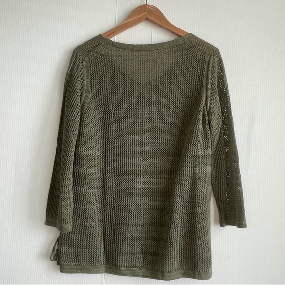 Talbots v-neck Pima cotton sweater 3/4 sleeve - Picture 6 of 7